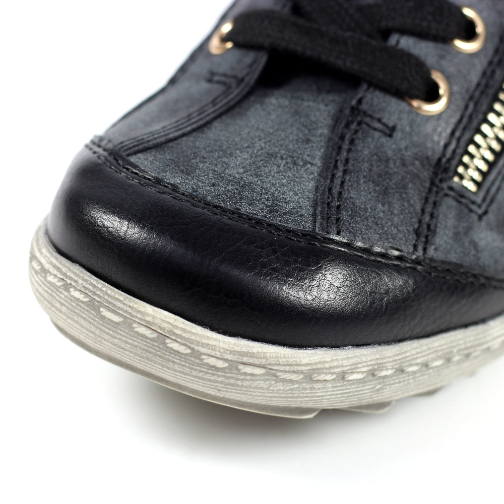 Lunar Bianca Women's Lace Up Panelled Trainer Black