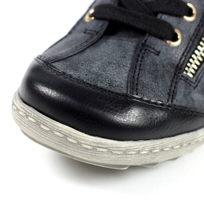 Lunar Bianca Women's Lace Up Panelled Trainer Black