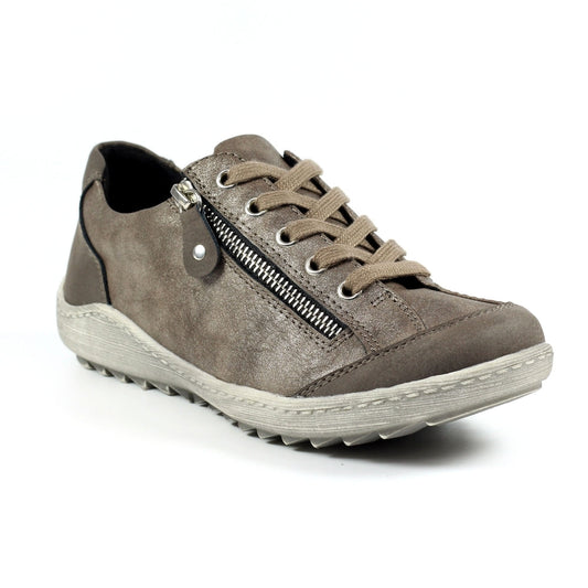 Lunar Bianca Women's Lace Up Panelled Trainer Taupe