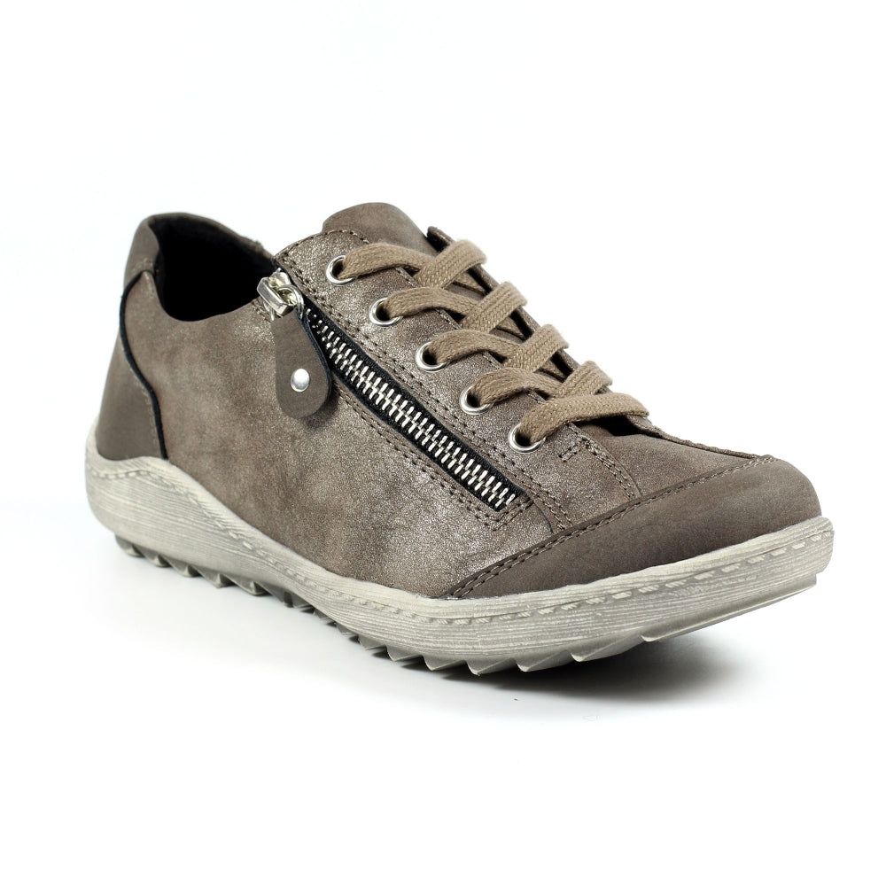 Lunar Bianca Women's Lace Up Panelled Trainer Taupe