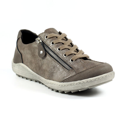 Lunar Bianca Women's Lace Up Panelled Trainer Taupe
