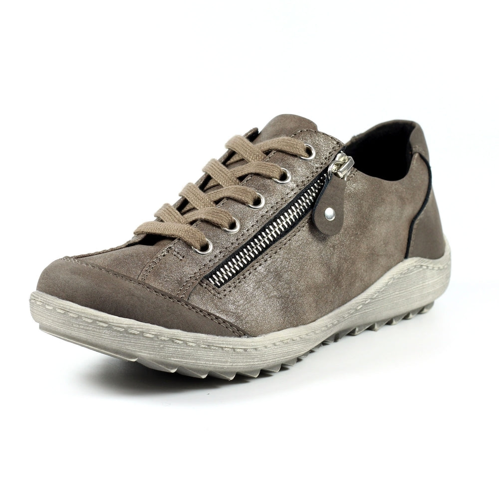 Lunar Bianca Women's Lace Up Panelled Trainer Taupe