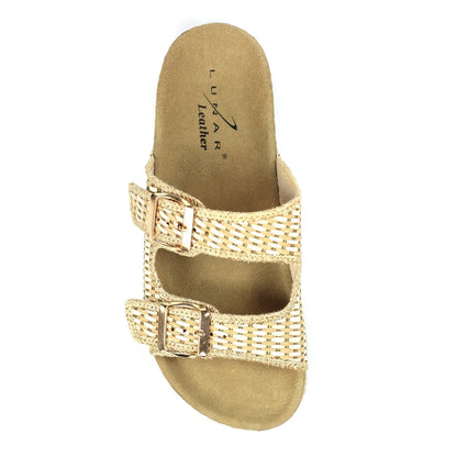 Lunar Bijou Women's Woven Style Twin Strap Sandal Beige