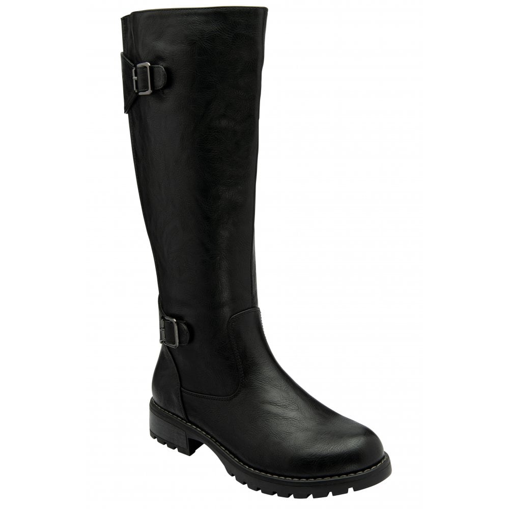 Lotus Brandi Women's Zip Up Knee High Boot Black