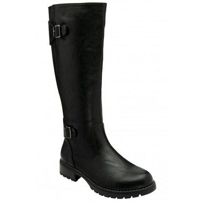 Lotus Brandi Women's Zip Up Knee High Boot Black
