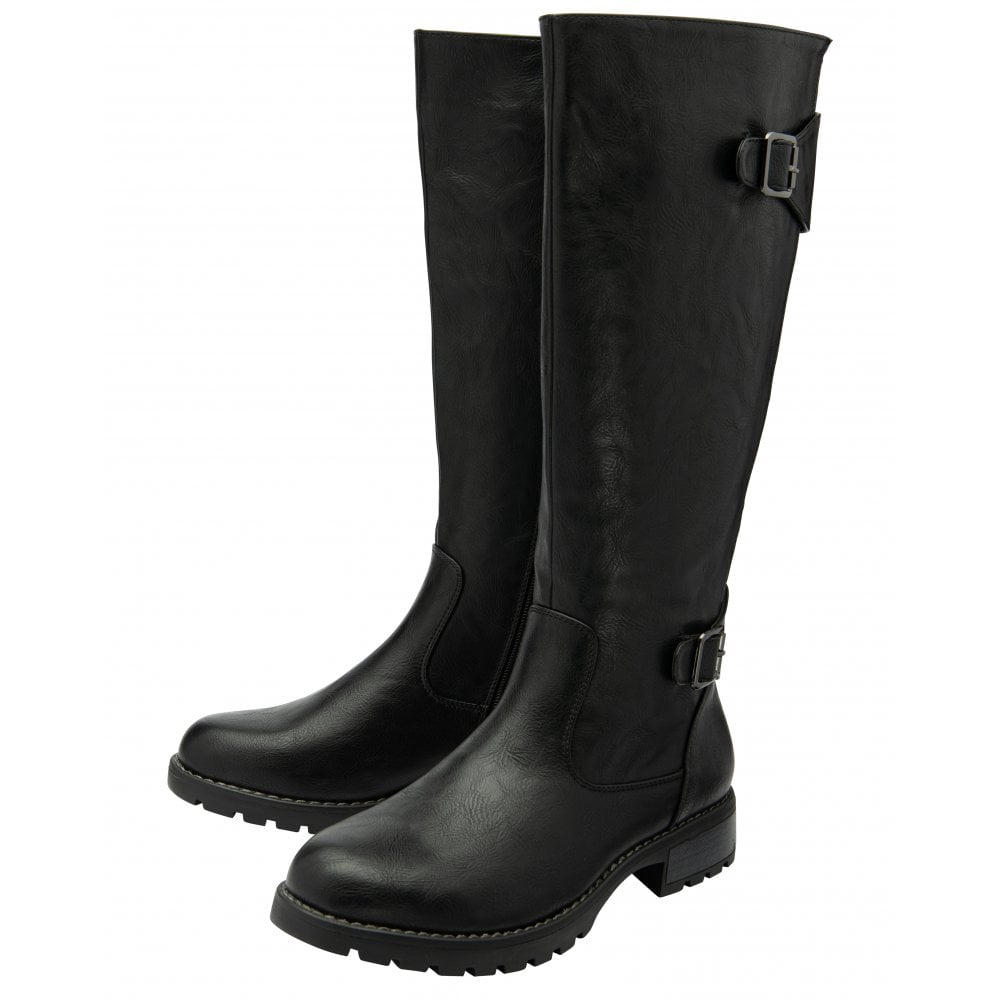 Lotus Brandi Women's Zip Up Knee High Boot Black