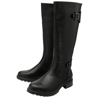 Lotus Brandi Women's Zip Up Knee High Boot Black