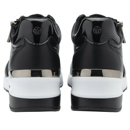 Lotus Isabella Women's Lace Up / Zip Up Wedge Trainer Black