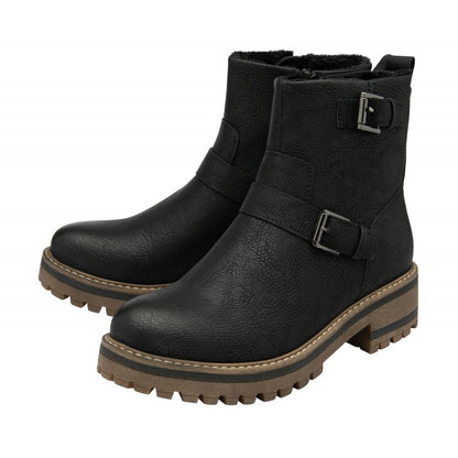 Lotus Jagger Women's Zip Up Ankle Biker Style Boot Black