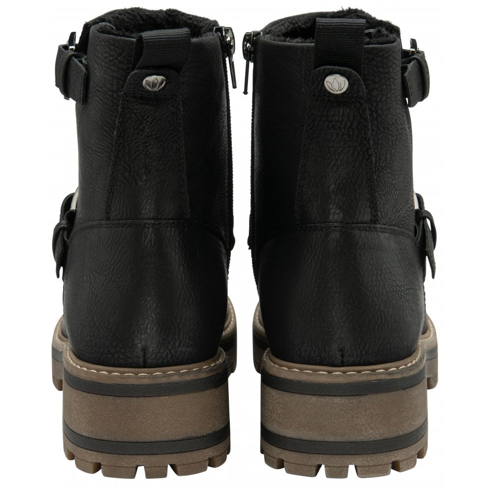 Lotus Jagger Women's Zip Up Ankle Biker Style Boot Black