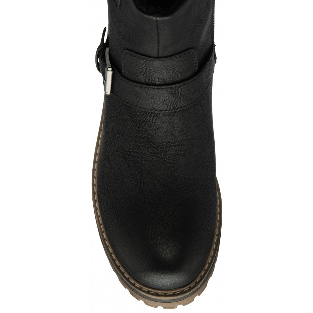Lotus Jagger Women's Zip Up Ankle Biker Style Boot Black