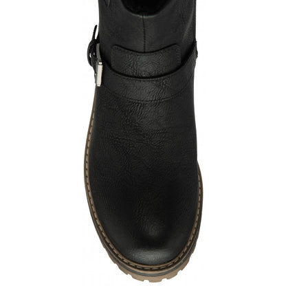 Lotus Jagger Women's Zip Up Ankle Biker Style Boot Black
