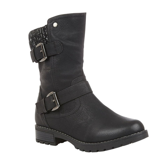 Lotus Jemima Women's Mid Calf Biker Style Boot Black