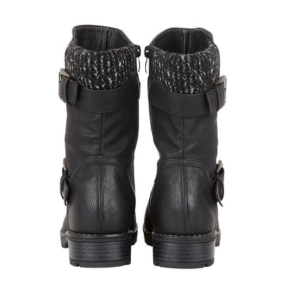 Lotus Jemima Women's Mid Calf Biker Style Boot Black