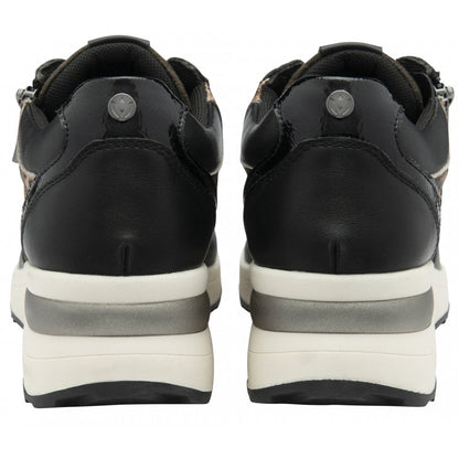 Lotus Moore Women's Zip Up / Lace Up Wedge Trainer Black Khaki