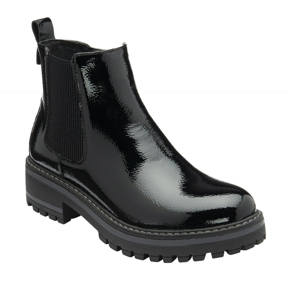 Lotus Lottie Women's Zip Up Gusset Ankle Boot Black Patent