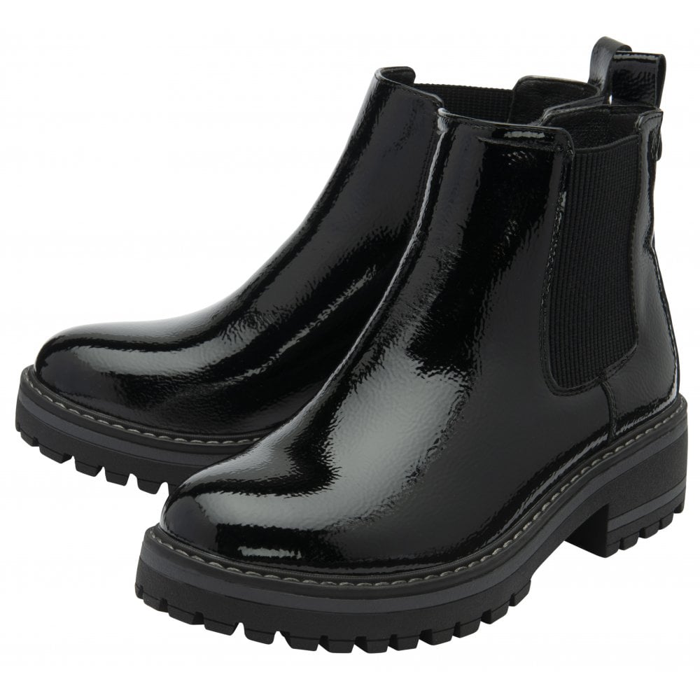 Lotus Lottie Women's Zip Up Gusset Ankle Boot Black Patent