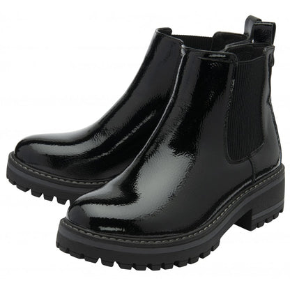 Lotus Lottie Women's Zip Up Gusset Ankle Boot Black Patent