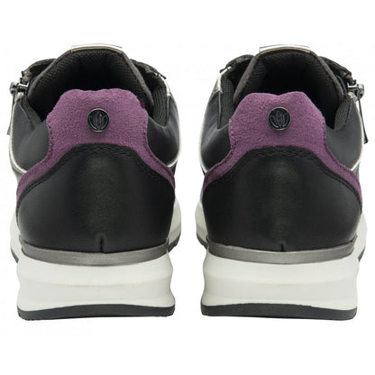 Lotus Venus Women's Zip Up / Lace Up Wedge Trainer Black Purple