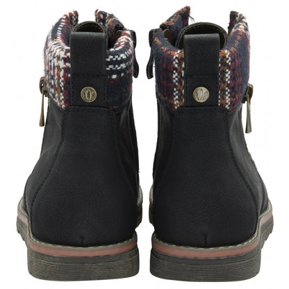 Lotus Montreal Women's Lace Up / Zip Up Ankle Boot Black