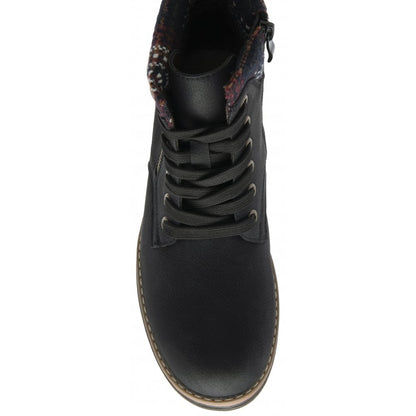 Lotus Montreal Women's Lace Up / Zip Up Ankle Boot Black