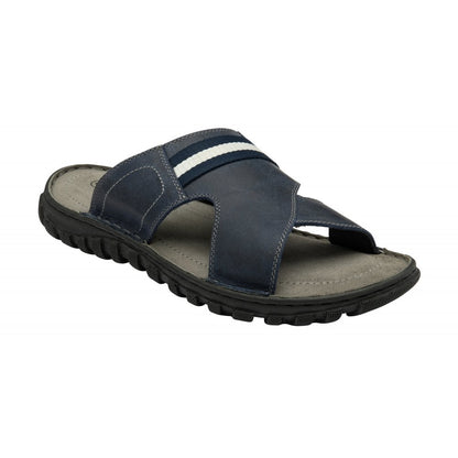 Lotus Bastion Men's Leather Slip On Mule Sandal Blue