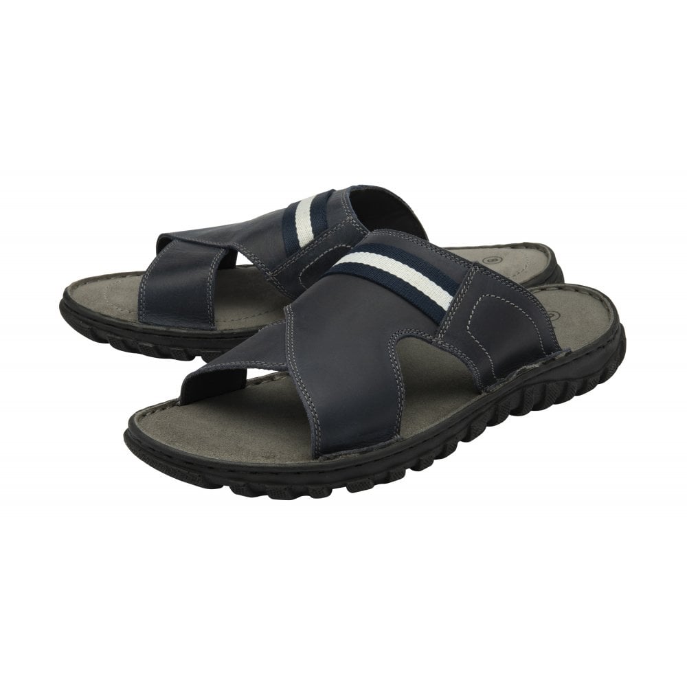 Lotus Bastion Men's Leather Slip On Mule Sandal Blue