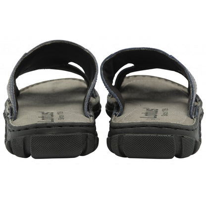 Lotus Bastion Men's Leather Slip On Mule Sandal Blue