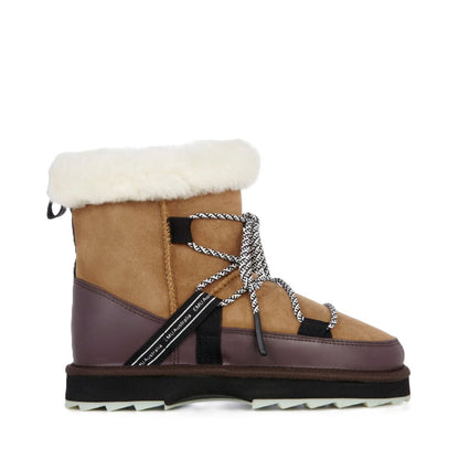 Emu Blurred Women's Wool Sheepskin Water Resistant Lace & Zip Up Cosy Boot Chestnut