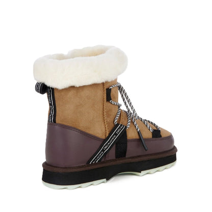 Emu Blurred Women's Wool Sheepskin Water Resistant Lace & Zip Up Cosy Boot Chestnut