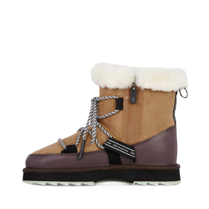 Emu Blurred Women's Wool Sheepskin Water Resistant Lace & Zip Up Cosy Boot Chestnut