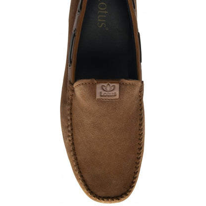 Lotus Bolzano Men's Casual Slip On Suede Loafers Tan
