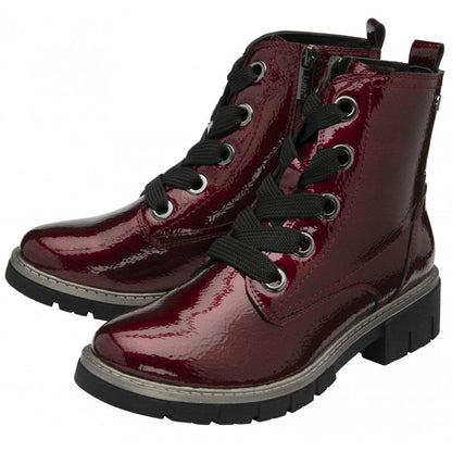 Lotus Jojo Women's Lace / Zip Up Ankle Boot Bordo Patent