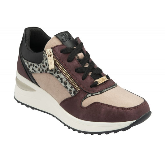 Lotus Moore Women's Zip Up / Lace Up Wedge Trainer Bordo Pink