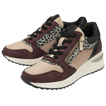Lotus Moore Women's Zip Up / Lace Up Wedge Trainer Bordo Pink