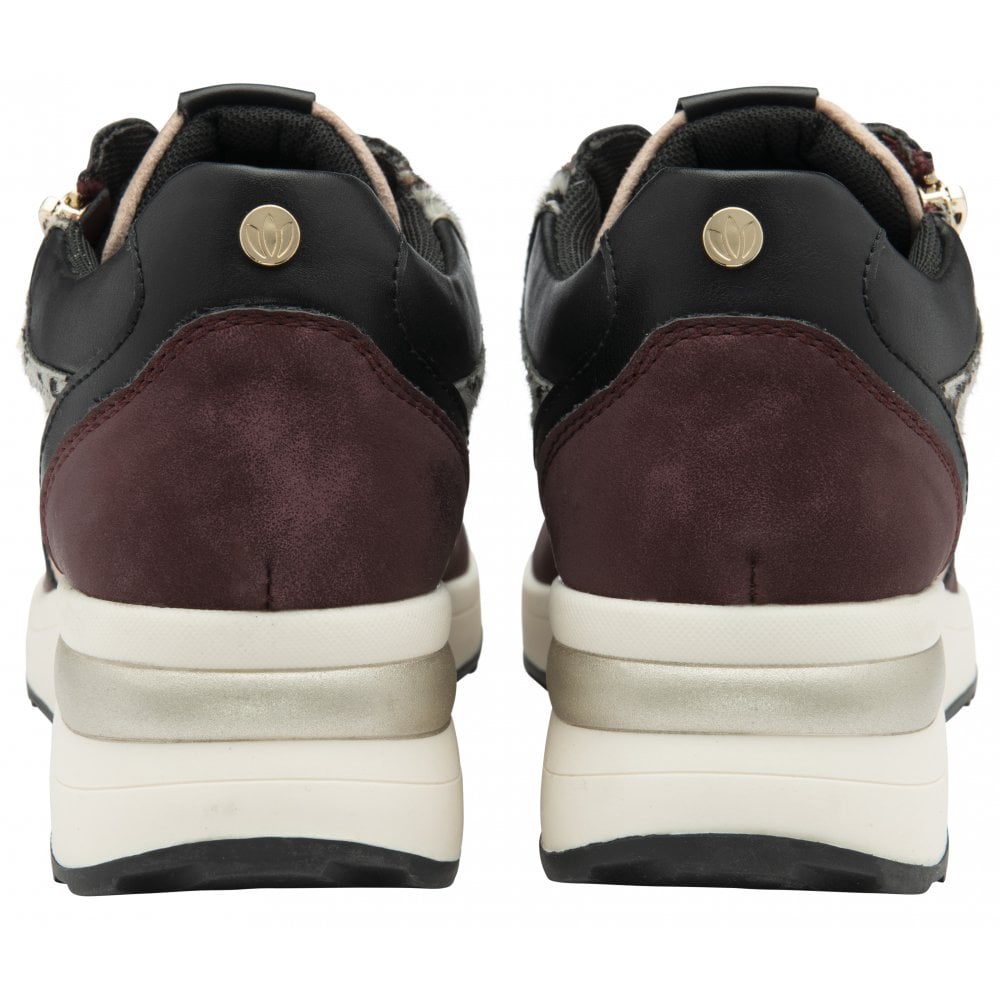 Lotus Moore Women's Zip Up / Lace Up Wedge Trainer Bordo Pink