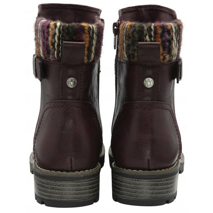Lotus Triana Women's Zip Up Biker Style Ankle Boot Bordo