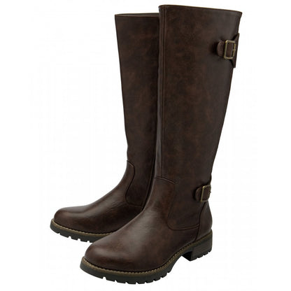 Lotus Brandi Women's Zip Up Knee High Boot Brown