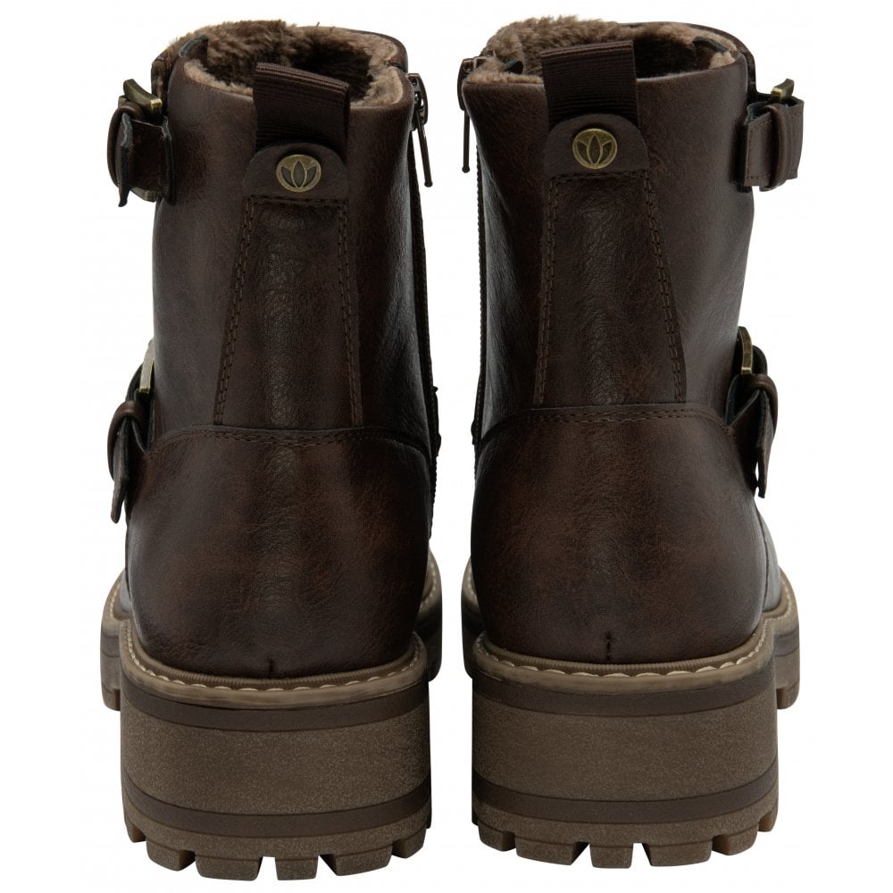 Lotus Jagger Women's Zip Up Ankle Biker Style Boot Brown