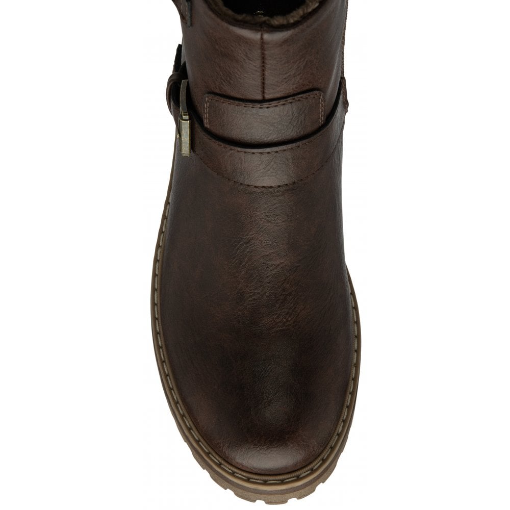 Lotus Jagger Women's Zip Up Ankle Biker Style Boot Brown
