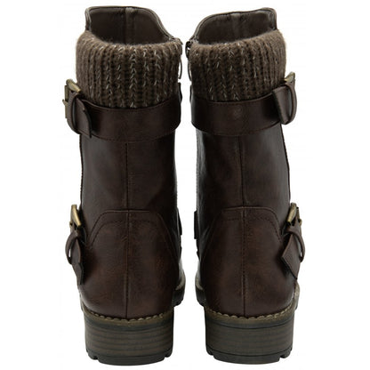 Lotus Jemima Women's Mid Calf Biker Style Boot Brown