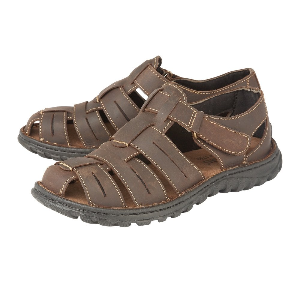 Lotus Bruno Men's Leather Fisherman Sandal Brown