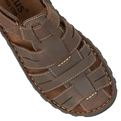 Lotus Bruno Men's Leather Fisherman Sandal Brown