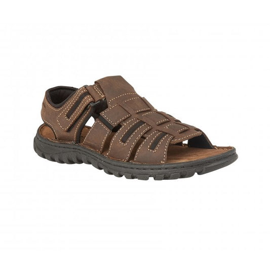Lotus Dylan Men's Open Toe Leather Sandal Brown