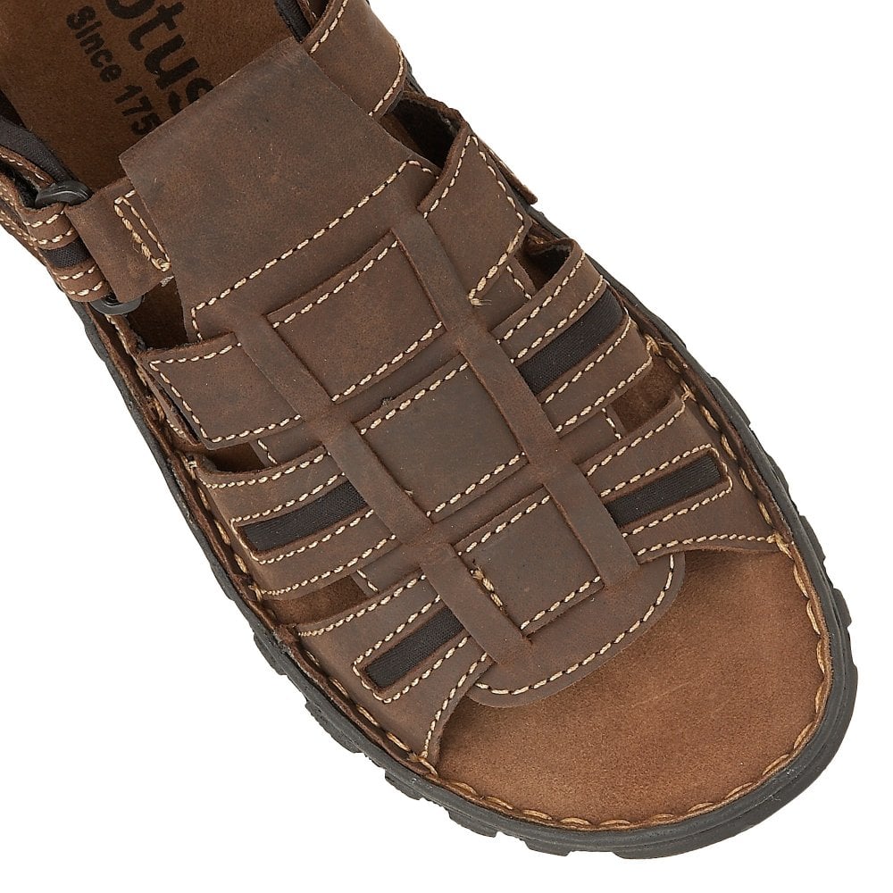 Lotus Dylan Men's Open Toe Leather Sandal Brown