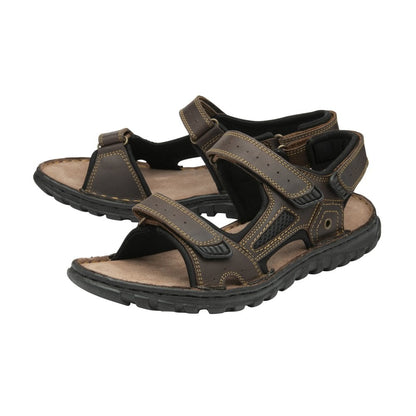 Lotus Noah Men's Leather 3 Strap Adjustable Sandal Brown