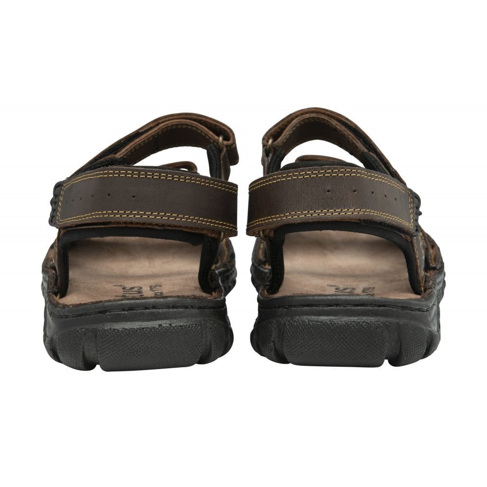 Lotus Noah Men's Leather 3 Strap Adjustable Sandal Brown