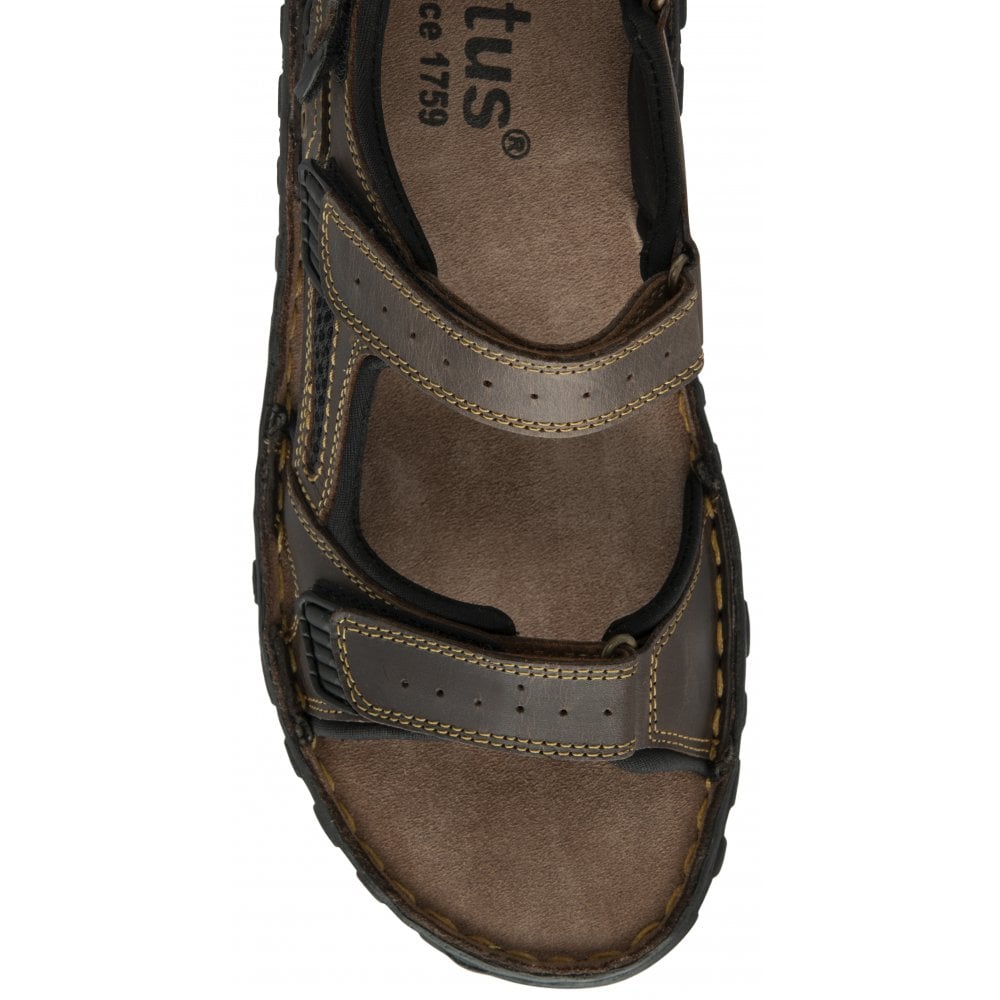 Lotus Noah Men's Leather 3 Strap Adjustable Sandal Brown