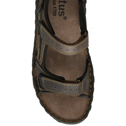 Lotus Noah Men's Leather 3 Strap Adjustable Sandal Brown