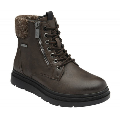 Lotus Saundra Women's Lace Up / Zip Up Waterproof Ankle Boot Brown